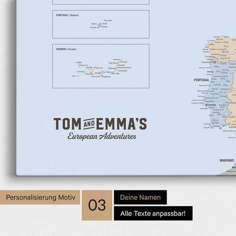 Political Europe map for pinning in multicolor atlas with personalization in vintage style