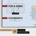 Political Europe map in a modern design in multicolor atlas as Push Pin Map with personalization as logo with a globe