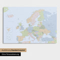 Neutral standard Version of the detailed political Europe map as a pinboard canvas in multicolor atlas without personalization