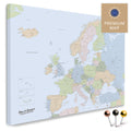 Political map of Europe in multicolor atlas in a modern, minimalist design as a canvas for pinning trips and places