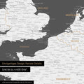 Moderne Europa Landkarte in der Farbe Dunkelgrau als Poster mit einem Ausschnitt von Italien, Kroatien und Griechenland