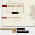 Europa Karte als Poster in Gold mit Personalisierung als Logo mit einer Weltkugel