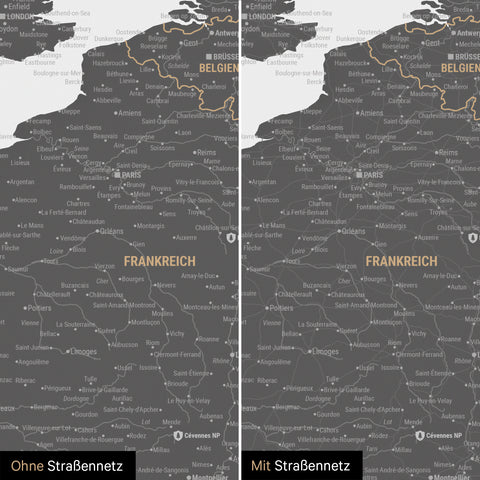 Europe Map TRAVEL® Premium Poster – Light Gray (White-Gray)