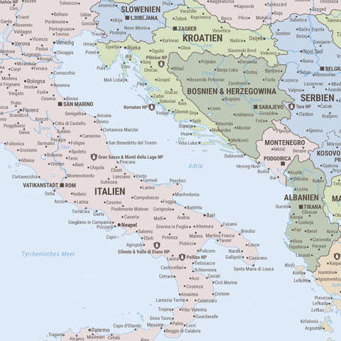Europe Map TRAVEL® Premium Poster – Multicolor Atlas (Political Map)