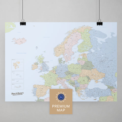 Mapa Europy TRAVEL® Premium plakat – Multicolor Atlas (Mapa polityczna)