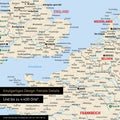 Europa Landkarte Poster in Multicolor Classic zeigt einen Ausschnitt von England, Frankreich und Belgien