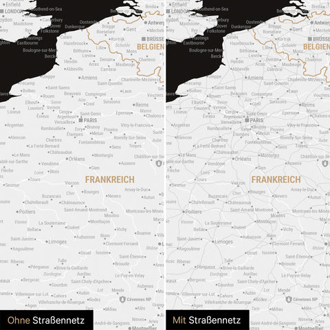 Mapa Europy TRAVEL® Premium plakat – Dark Black (Czarno-biały)