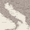 Europa Landkarte Poster in Warmgray (Braun-Grau) zeigt einen Ausschnitt von England, Frankreich und Belgien