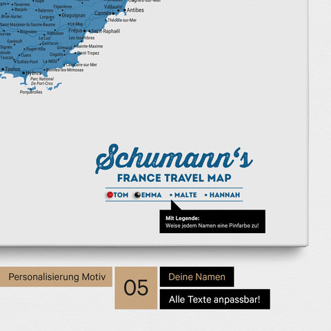 France Push Pin Map TRAVEL® – Ocean Blue