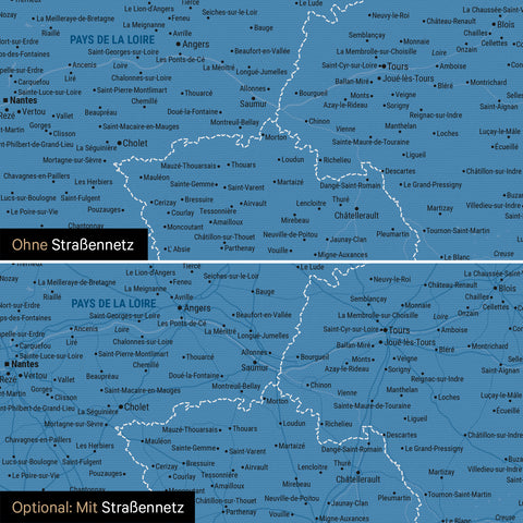 France Push Pin Map TRAVEL® – Ocean Blue