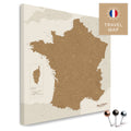 France map in bronze color in a modern, minimalist design as a canvas for pinning trips and places