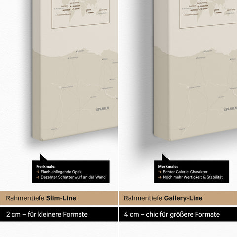 Mapa Francji TRAVEL® Canvas z pinezkami – Desert Sand