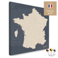 France map in the color Hale Navy in a modern, minimalist design as a canvas for pinning trips and places