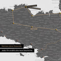 Modern France map in the color Light Gray as a Push Pin Map shows a section of Brittany, where already visited travel destinations are marked with pins