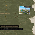 France map in green as a canvas for pinning shows a section of Auvergne-Rhône-Alpes with many details such as national parks, rivers, and numerous small towns and cities, some of which are marked with pins