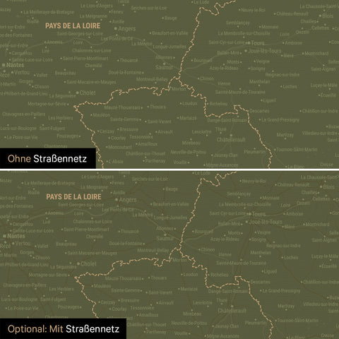 France Push Pin Map TRAVEL® – Olive Green