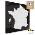 France map in black and white color in a modern, minimalist design as a canvas for pinning trips and places