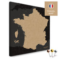 France map in the color Sonar Black in a modern, minimalist design as a canvas for pinning trips and places