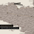 Modern France map in the color Warmgray as a Push Pin Map shows a section of Brittany, where already visited travel destinations are marked with pins