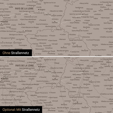 France Push Pin Map TRAVEL® – Warmgray