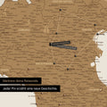 Modern Italy map in bronze color as a Push Pin Map shows a section of Lombardy, South Tyrol, and Veneto, where already visited travel destinations are marked with pins