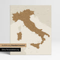 Neutral standard Version of the detailed Italy map as a pinboard canvas in bronze without personalization