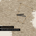Modern Italy map in beige color as Push Pin Map shows a section of Lombardy, South Tyrol, and Veneto, where already visited travel destinations are marked with pins