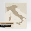 Neutral standard Version of the detailed Italy map as a pinboard canvas in beige without personalization