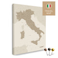Italy map in beige color in a modern, minimalist design as a canvas for pinning trips and places