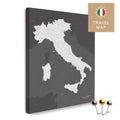 Italy map in the color dark gray in a modern, minimalist design as a canvas for pinning trips and places