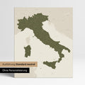 Neutral standard Version of the detailed Italy map as a pinboard canvas in green without personalization