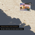 Italy map in Hale Navy (dark blue gold) as canvas for pinning shows a section of Rome, Abruzzo, and Campania with many details such as national parks, rivers, and numerous small places and towns, some of which are marked with pins