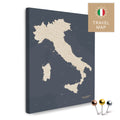 Italy map in the color Hale Navy (Dark Blue Gold) in a modern, minimalist design as a canvas for pinning trips and places