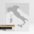 Neutral standard Version of the detailed Italy map as a pinboard canvas in light gray without personalization