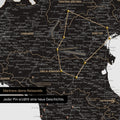 Modern Italy map in the color Light Black as a Push Pin Map shows a section of Lombardy, South Tyrol, and Veneto, where already visited travel destinations are marked with pins