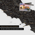 Italy map in Light Black as canvas for pinning shows a section of Rome, Abruzzo, and Campania with many details such as national parks, rivers, and numerous small towns and cities, some of which are marked with pins