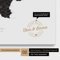 Italy map Push Pin Map in Light Black with personalization as a round logo, which includes a legend for already visited travel destinations in circular text
