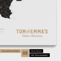 Italy map for pinning in Light Black with personalization in vintage style