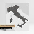 Neutral standard Version of the detailed Italy map as a pinboard canvas in Light Gray without personalization