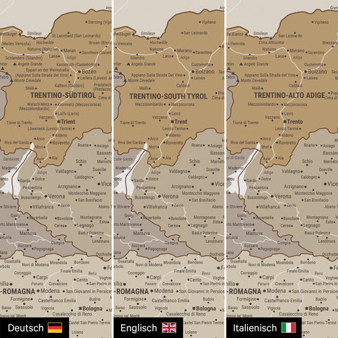 Italy Push Pin Map TRAVEL® – Multicolor Beige