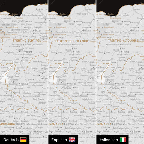 Italy Push Pin Map TRAVEL® – Dark Black (Black and White)