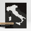 Neutral standard Version of the detailed Italy map as a pinboard canvas in black and white without personalization