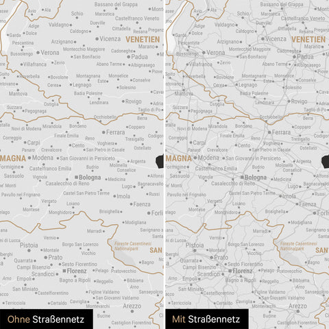 Italy Push Pin Map TRAVEL® – Dark Black (Black and White)