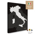 Italy map in black and white color in a modern, minimalist design as a canvas for pinning trips and places