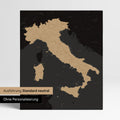 Neutral standard Version of the detailed Italy map as a pinboard canvas in Sonar Black (black-gold) without personalization