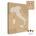 Italy map in the color Treasure Gold (gold-beige) in a modern, minimalist design as a canvas for pinning trips and places