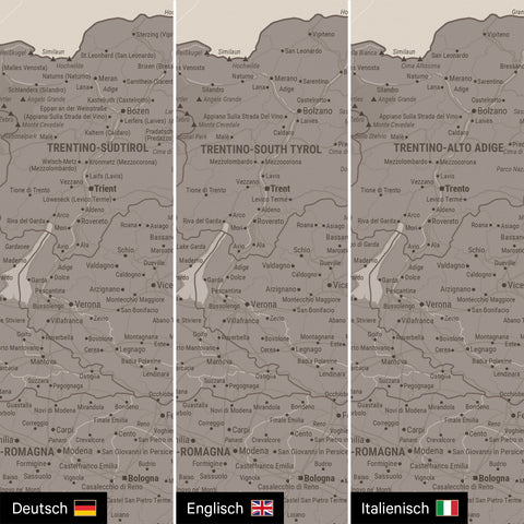 Italy Push Pin Map TRAVEL® – Warmgray