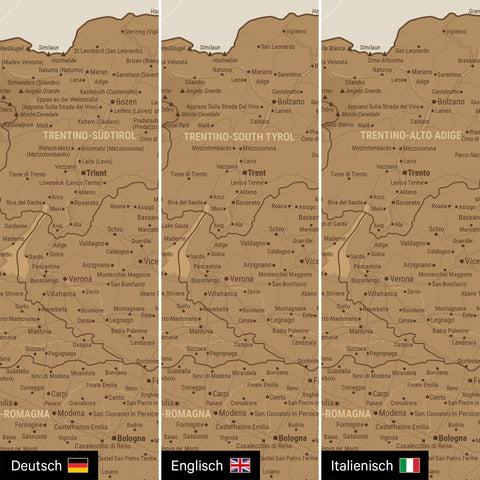 Mapa Włoch TRAVEL® Premium plakat – w 21 kolorach