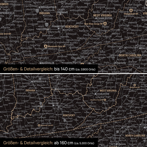 Canada & USA Push Pin Map TRAVEL® – Light Black