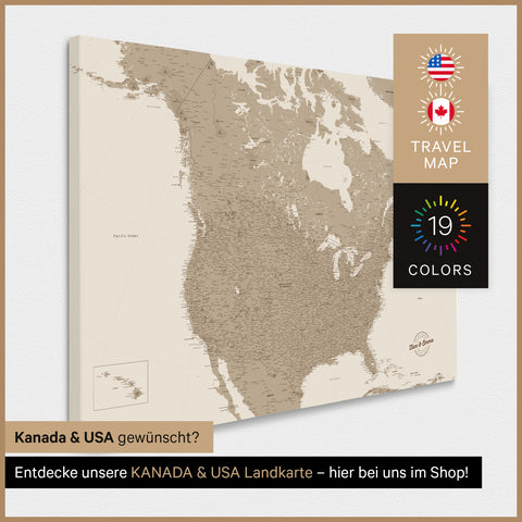 USA Push Pin Map TRAVEL® – Desert Sand (Beige)